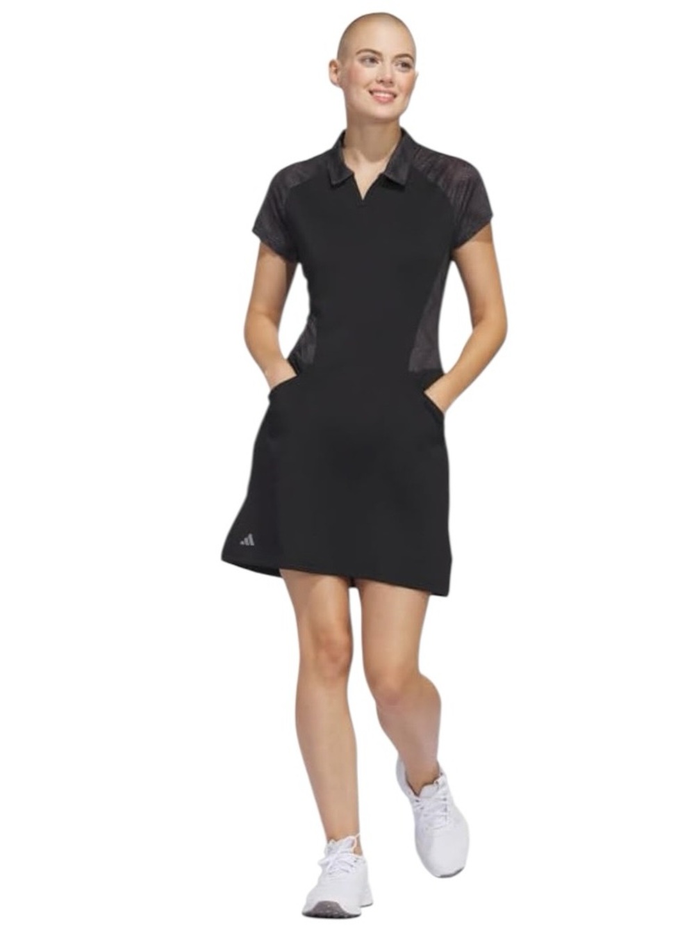 adidas Ultimate365 Black Polo Short Sleeve Golf Dress (C)